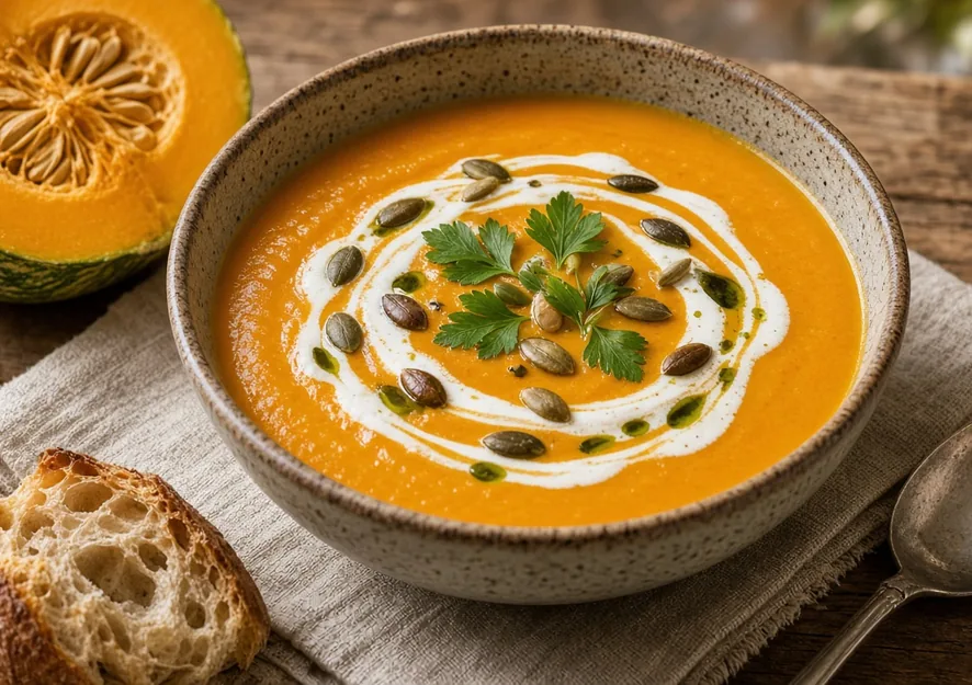 Cremige Kürbissuppe mit Kokosmilch