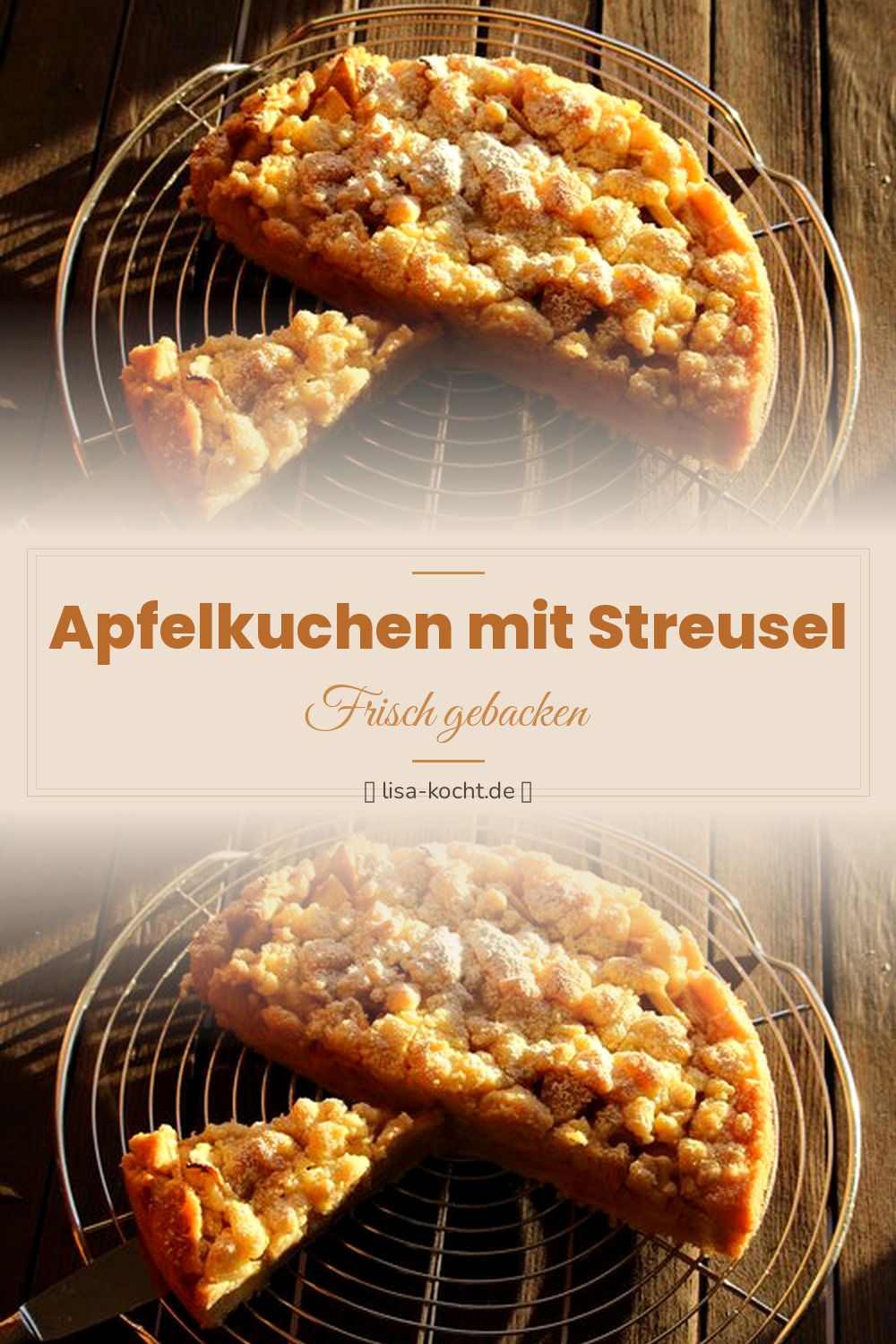 Pinterest Pin: Apfelkuchen mit Streusel – Saftig & knusprig wie bei Oma