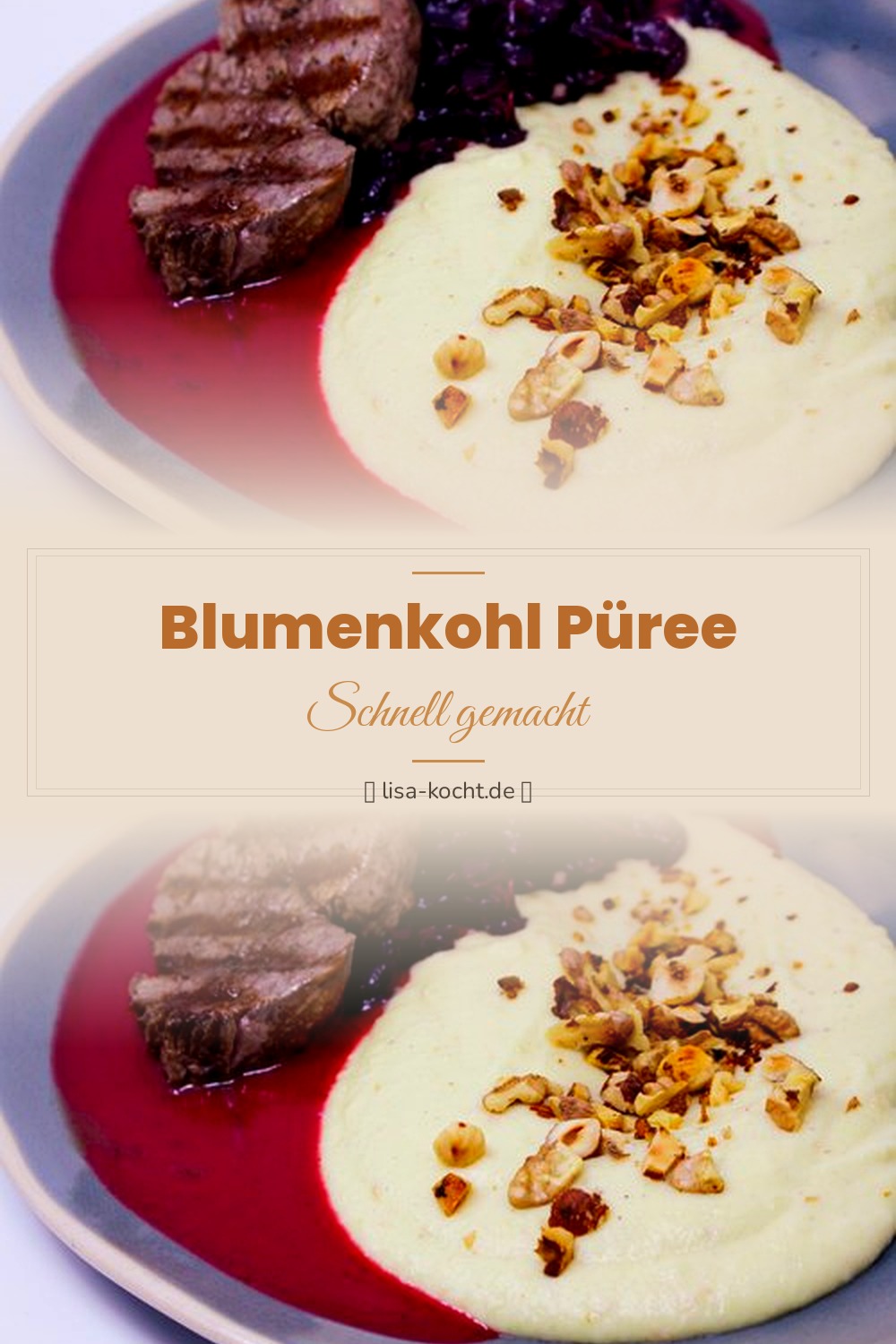 Pinterest Pin: Blumenkohl Püree Rezept – Cremig als Low-Carb Alternative