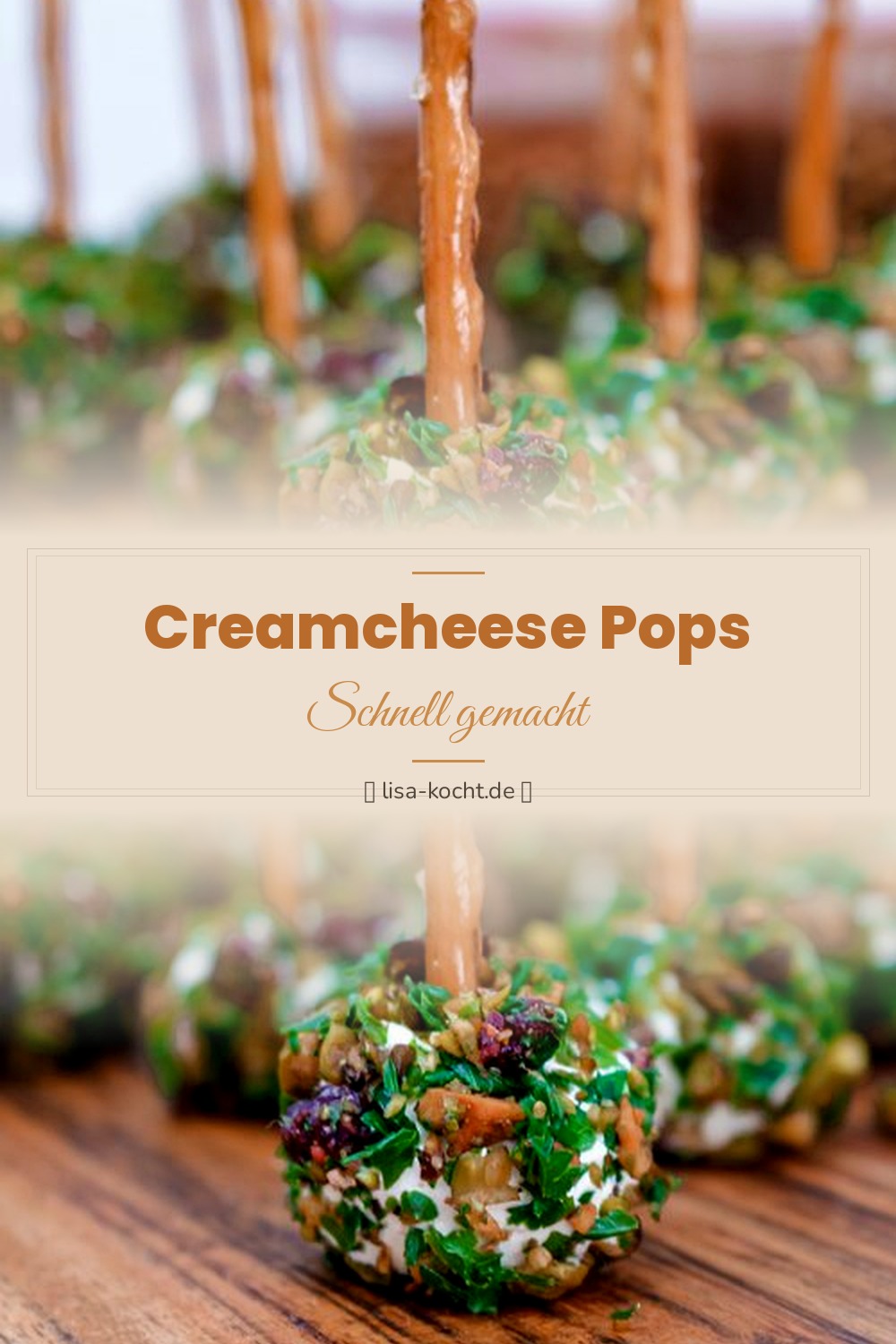 Pinterest Pin: Cream Cheese Pops – Kleine Käsekuchen am Stiel