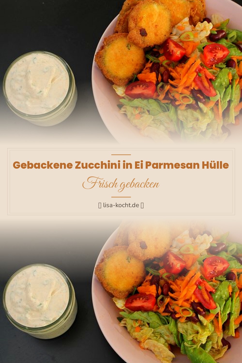 Pinterest Pin: Gebackene Zucchini in Ei-Parmesan-Hülle – Knusprig & lecker