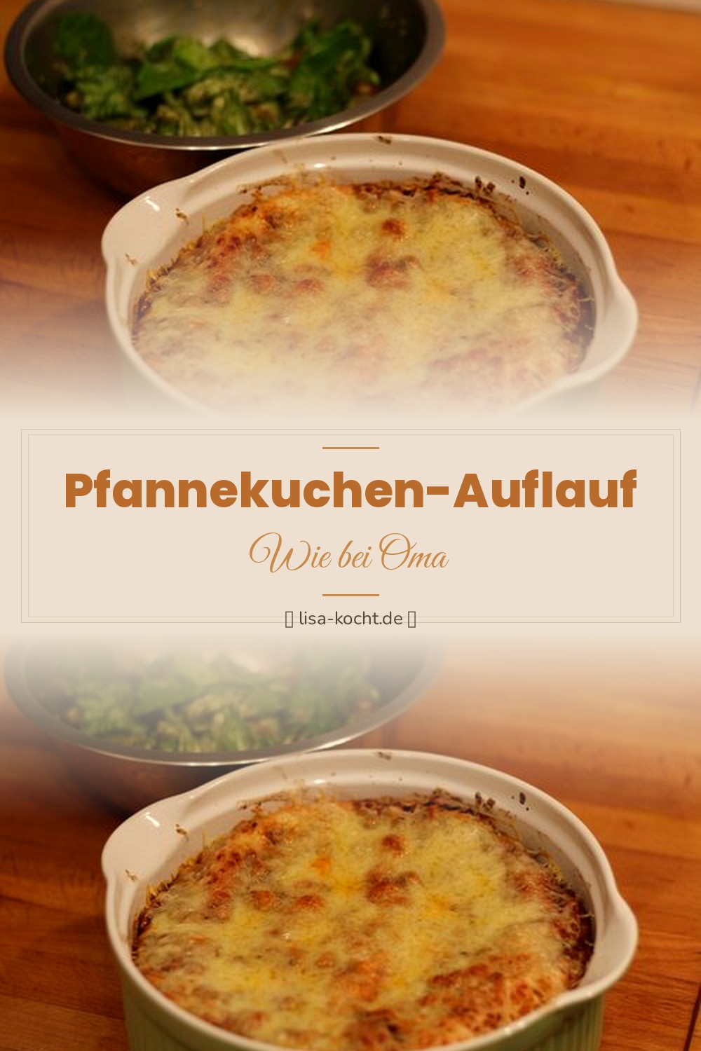 Pinterest Pin: Pfannkuchen-Auflauf – Einfacher Dessert-Klassiker