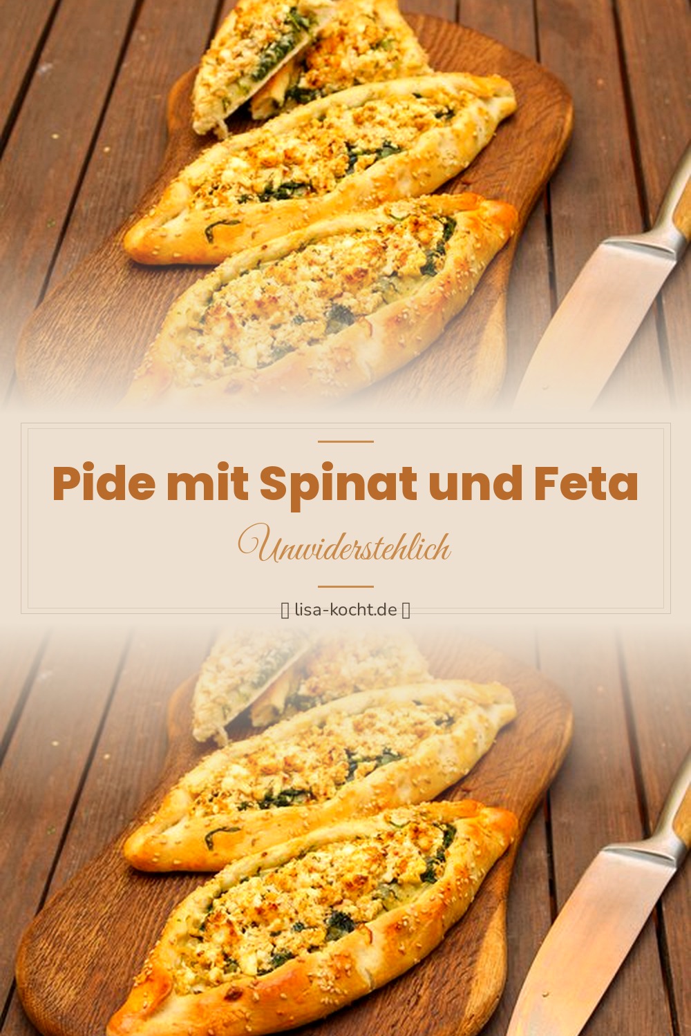Pinterest Pin: Pide mit Spinat & Feta – Türkisches Fladenbrot
