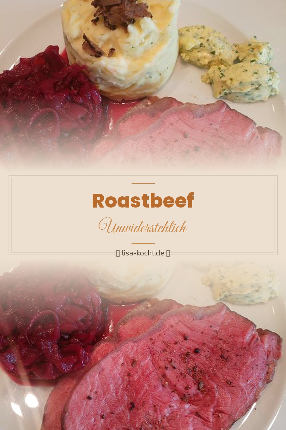 Pinterest Pin: Roastbeef selber machen – Zart & rosa aus dem Ofen