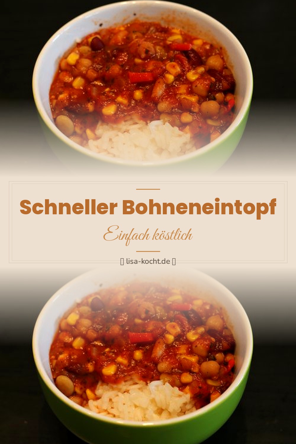 Pinterest Pin: Schneller Bohneneintopf – Fertig in 30 Minuten