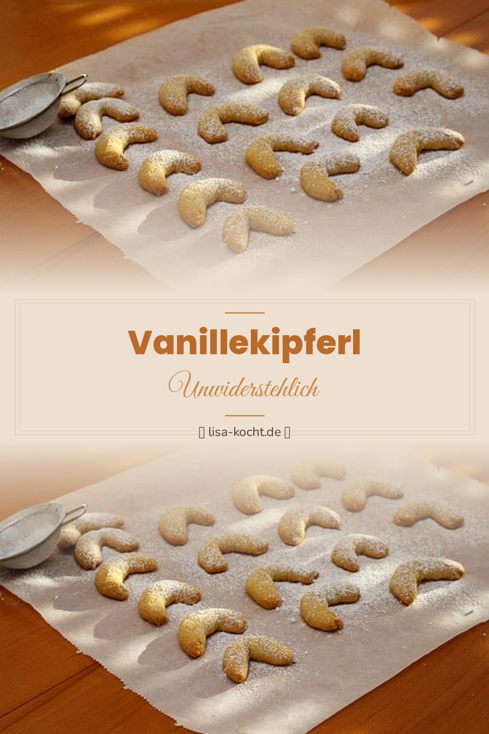 Pinterest Pin: Vanillekipferl Rezept – Zart zerfallende Weihnachtskekse